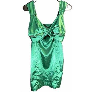 Roberto Cavalli Emerald Green Silk Satin Body-Con Women's Green Short Mini-Dress